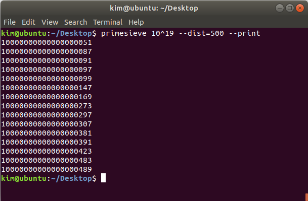 primesieve running on Linux